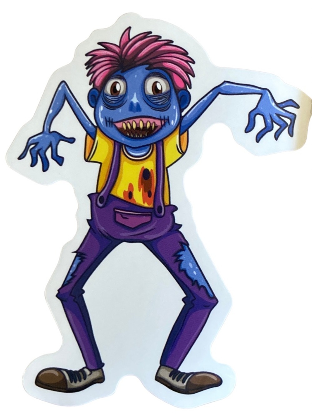 Zombie Boy with Overalls Halloween Sticker